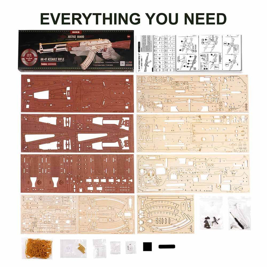 Birch Wood AK‑Style Rubber Band Gun Kit (Natural/Brown) – view 5