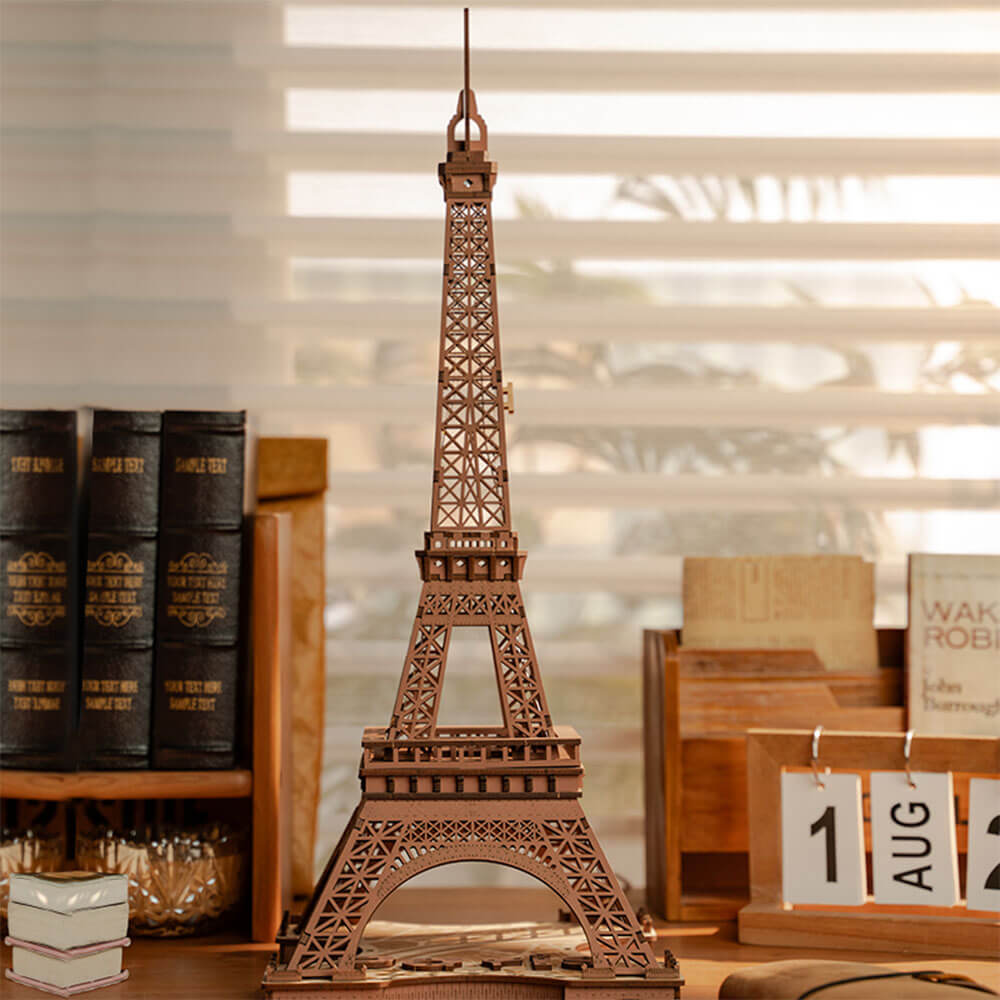 Night of the Eiffel Tower — Rusty Brown Wooden Model Kit, LED Light – view 9