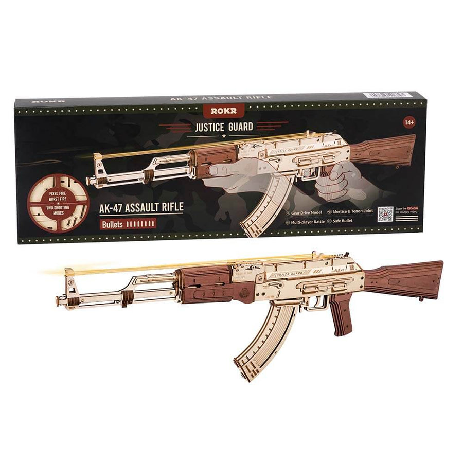 Birch Wood AK‑Style Rubber Band Gun Kit (Natural/Brown) – view 6