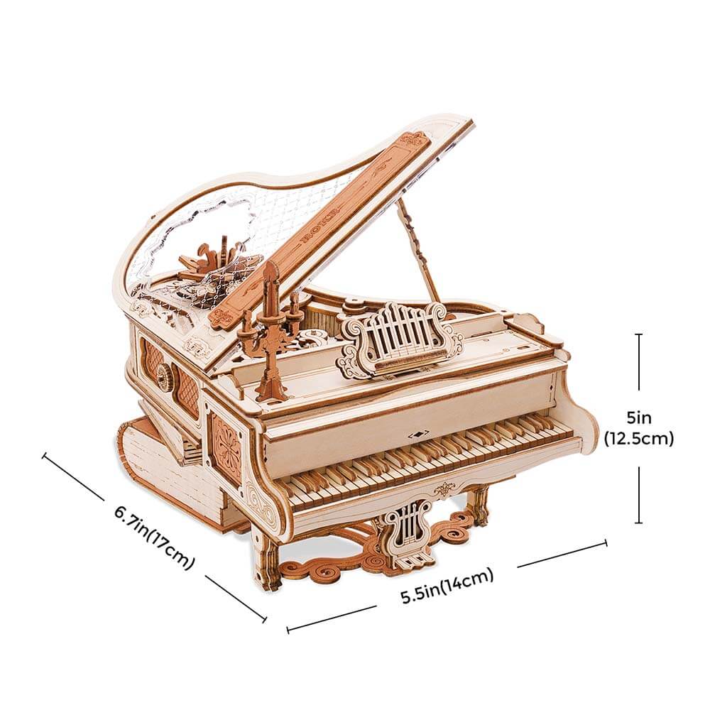 Magic Piano — Miniature Wooden Concert Grand Kit (Natural Wood