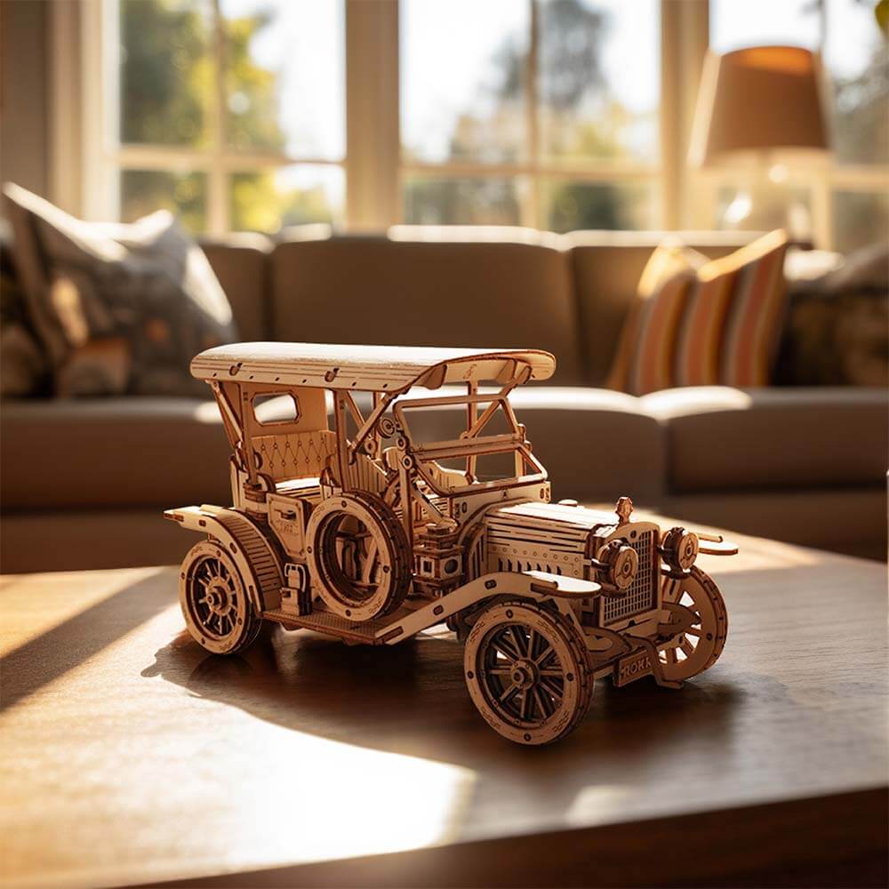 Vintage Car 1:15 Wooden Model Kit — Natural Wood, 20 cm – view 2