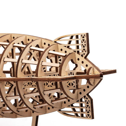Mechanics Airship Plywood Model Kit — Brown Wooden 3D Airship (229 pcs)