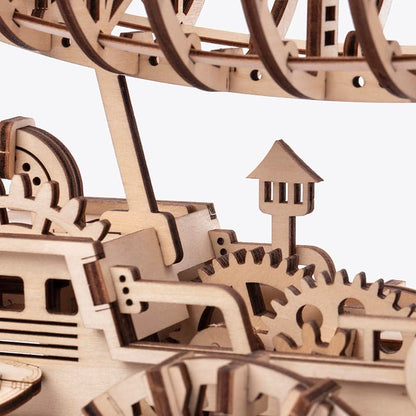 Mechanics Airship Plywood Model Kit — Brown Wooden 3D Airship (229 pcs)