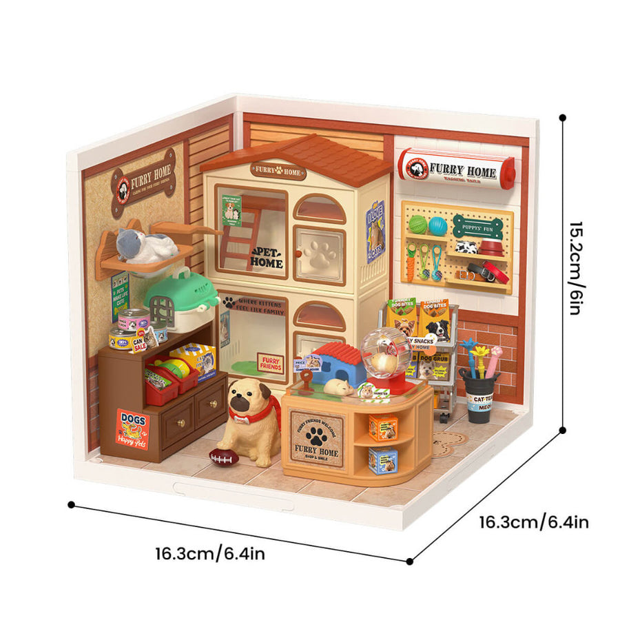 Furry Friends’ Home Miniature Dollhouse Kit with LED Light – view 8