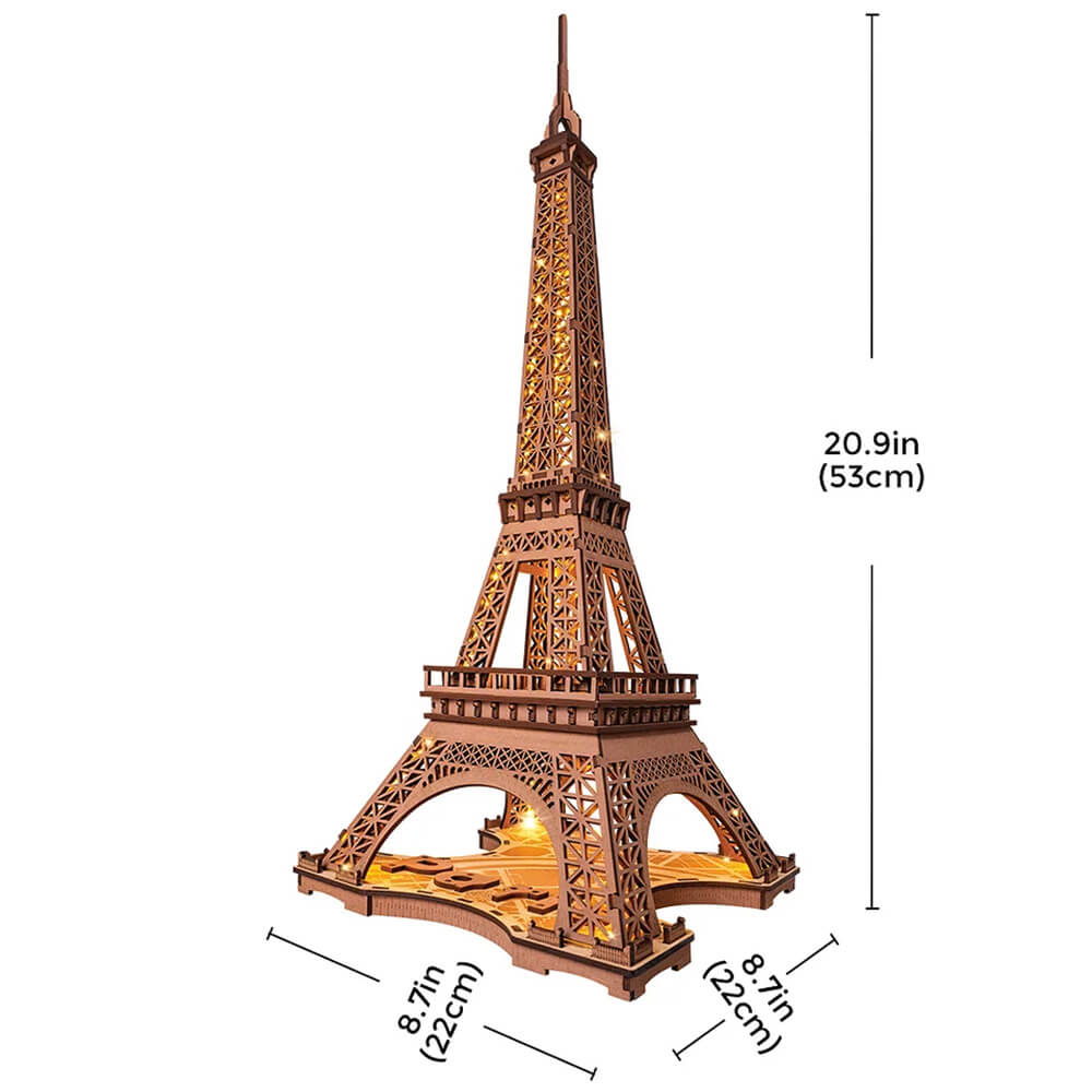 Night of the Eiffel Tower — Rusty Brown Wooden Model Kit, LED Light – view 4