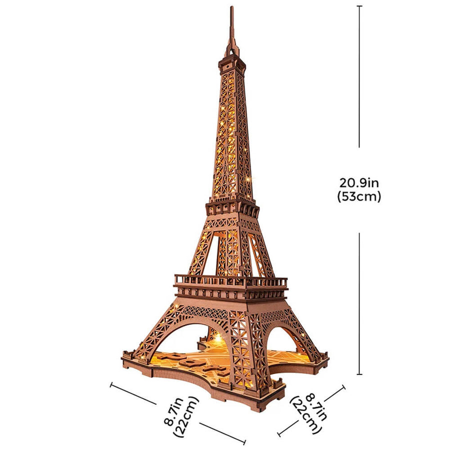 Night of the Eiffel Tower — Rusty Brown Wooden Model Kit, LED Light – view 4