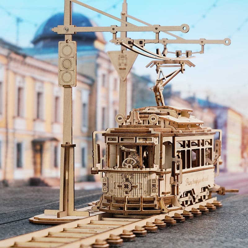 Classic City Tram Model – 1:24 Scale Wooden Mechanical Puzzle – view 2