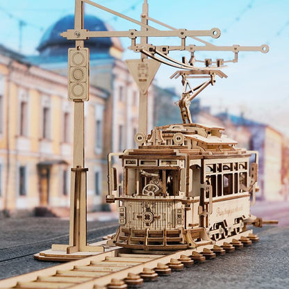 Classic City Tram Model – 1:24 Scale Wooden Mechanical Puzzle