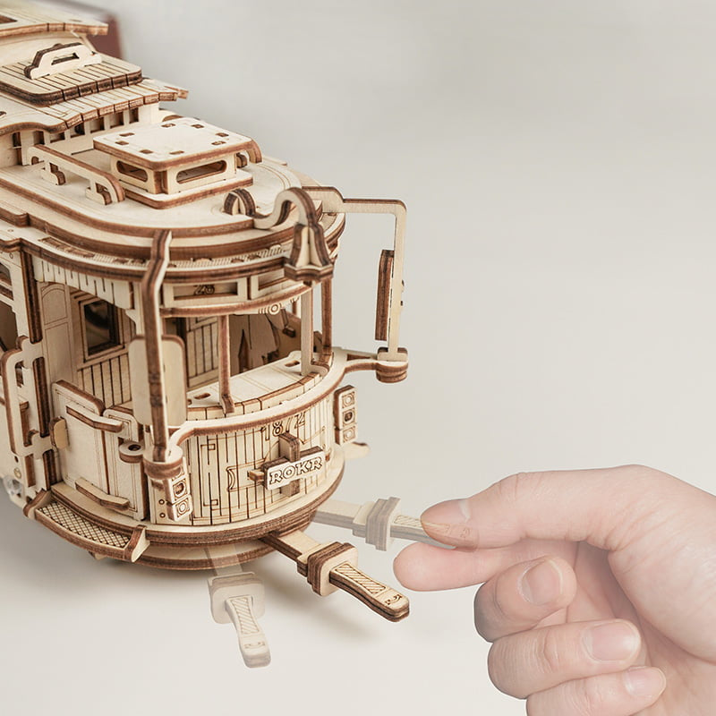Classic City Tram Model – 1:24 Scale Wooden Mechanical Puzzle – view 8