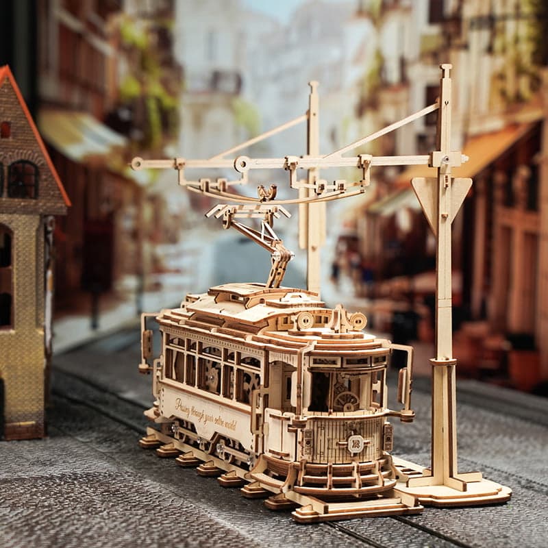 Classic City Tram Model – 1:24 Scale Wooden Mechanical Puzzle – view 6