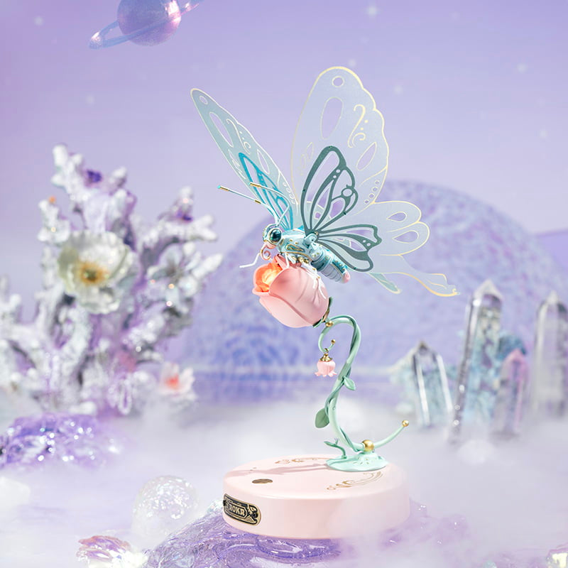 Mechanical Butterfly Model – Educational Decorative Piece with LED Lights – view 2