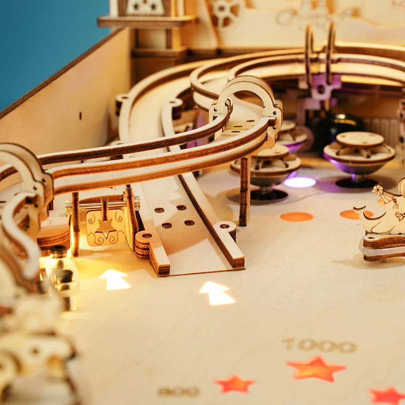 Natural Wood 3D Pinball Model — Laser-Cut Wood Tabletop Kit (482 pcs) – view 2