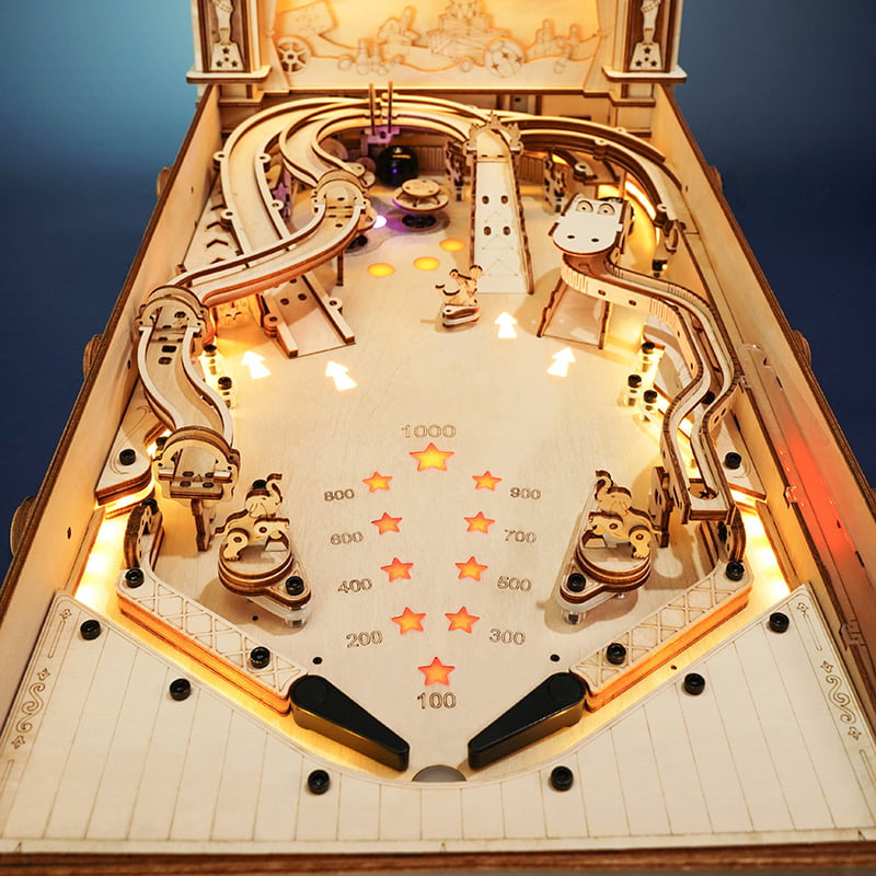 Natural Wood 3D Pinball Model — Laser-Cut Wood Tabletop Kit (482 pcs) – view 7