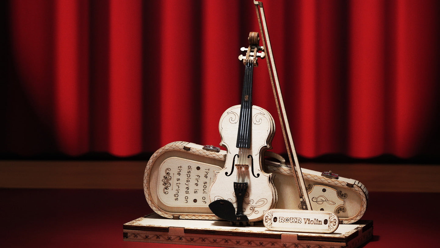Violin Capriccio — Mini Plywood Violin Model Kit (Light Wood, 117 Pieces)