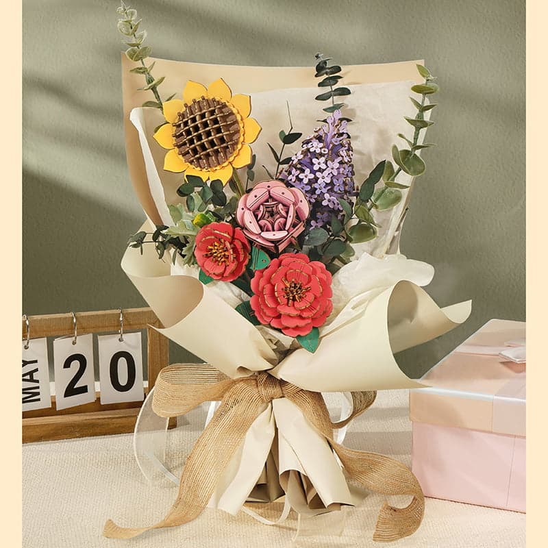 Pink Rose Wooden Flower Assembly Kit – Craft Your Own Elegant Floral Decor