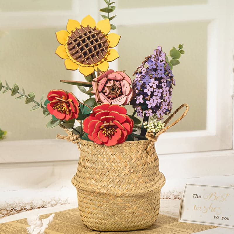 Handcrafted Wooden Flower Bouquet – DIY Decorative Home Décor Kit – view 2