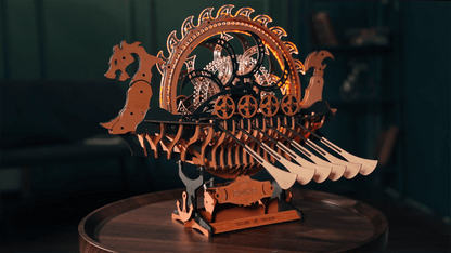 Viking Dragon Ship Wooden Model Kit – Interactive Decor