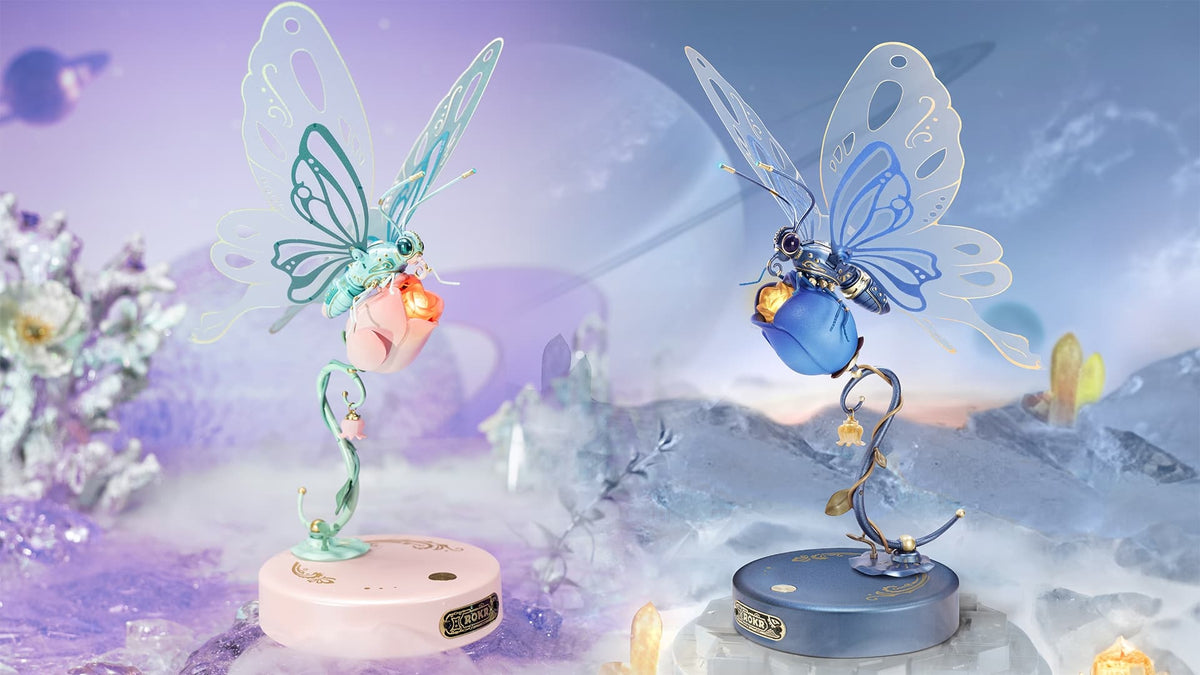 Mechanical Butterfly Model – Educational Decorative Piece with LED Lights – view 4