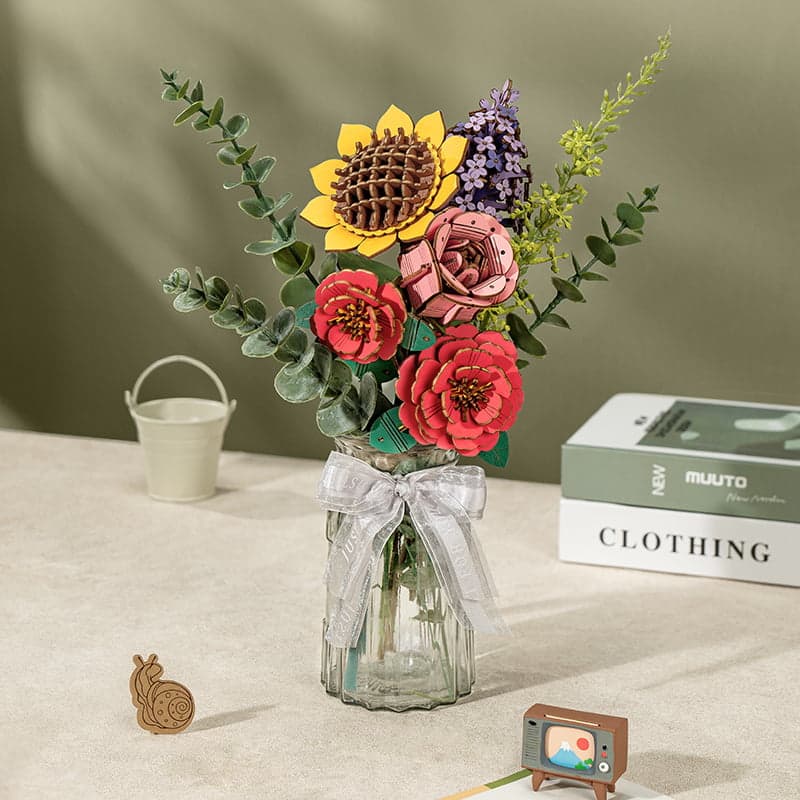 Handcrafted Wooden Flower Bouquet – DIY Decorative Home Décor Kit – view 3