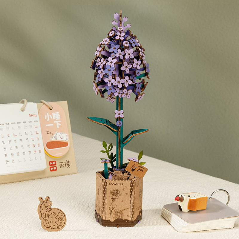 Lilac Wooden Flower Craft Kit – Beautiful DIY Decoration – view 2