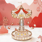 Swing Ride — Vintage Carousel Plywood Model Kit (Red • Beige • Gold) – view 6