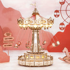 Swing Ride — Vintage Carousel Plywood Model Kit (Red • Beige • Gold) – view 2