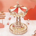 Swing Ride — Vintage Carousel Plywood Model Kit (Red • Beige • Gold) – view 11