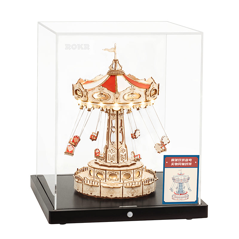 Swing Ride — Vintage Carousel Plywood Model Kit (Red • Beige • Gold) – view 4