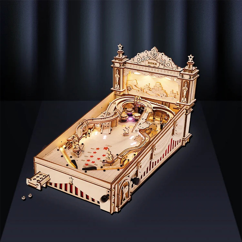 Natural Wood 3D Pinball Model — Laser-Cut Wood Tabletop Kit (482 pcs) – view 16