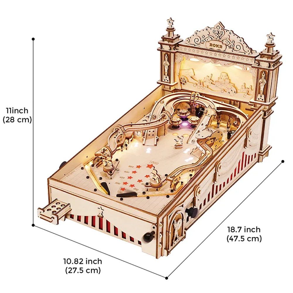 Natural Wood 3D Pinball Model — Laser-Cut Wood Tabletop Kit (482 pcs) – view 17