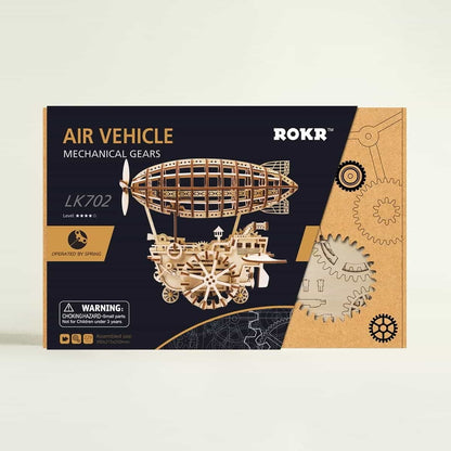 Mechanics Airship Plywood Model Kit — Brown Wooden 3D Airship (229 pcs)