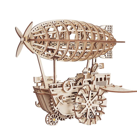 Mechanics Airship Plywood Model Kit — Brown Wooden 3D Airship (229 pcs)