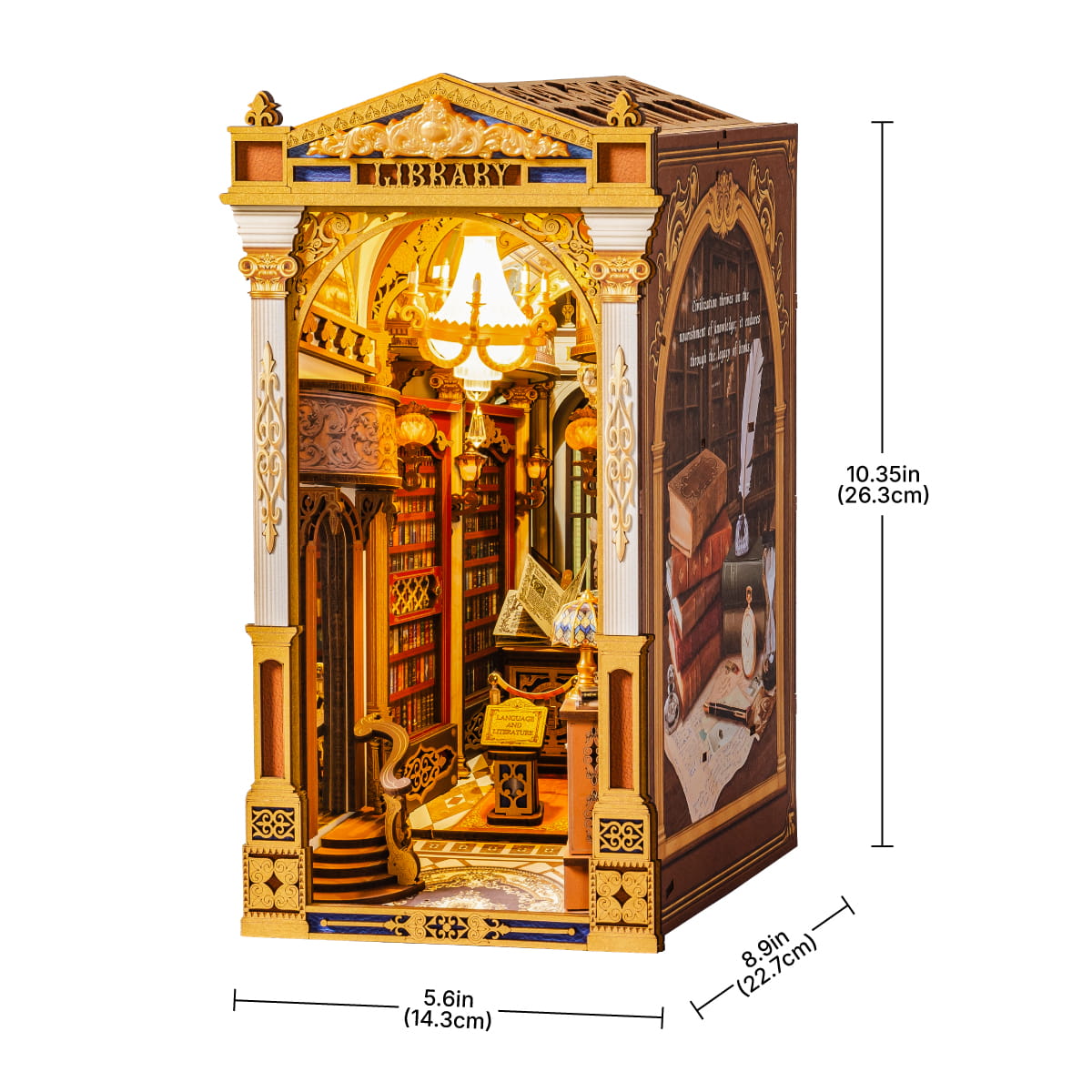 Wooden-Town - Library of Wonders Book Nook 3D Wooden Puzzle Kit with LED