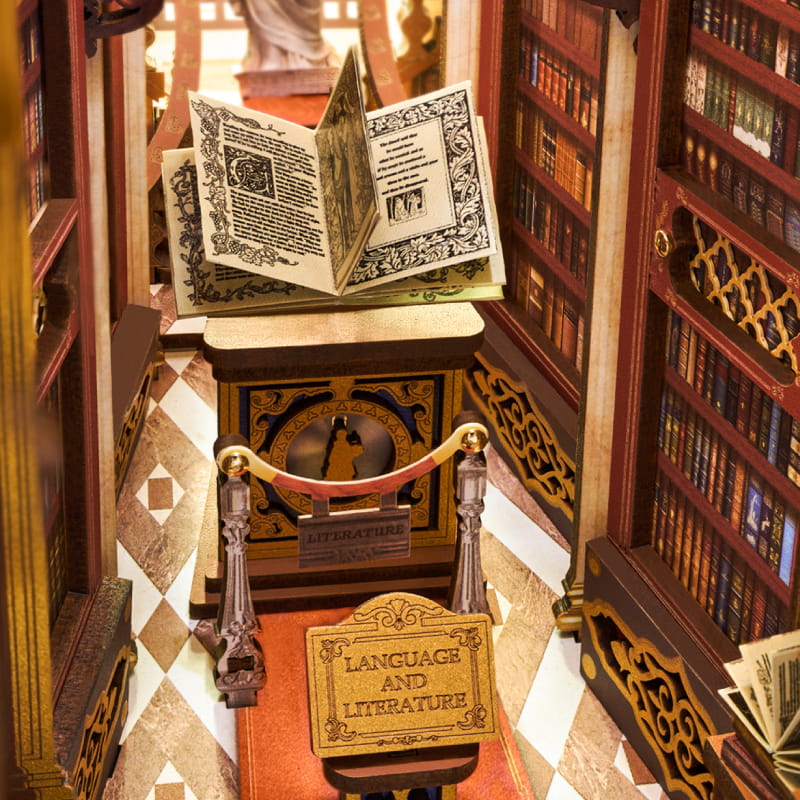 Wooden-Town - Library of Wonders Book Nook 3D Wooden Puzzle Kit with LED
