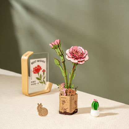 Pink Carnation Wooden Craft Model Kit