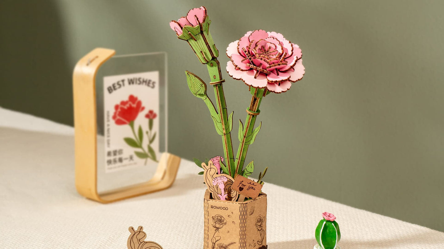 Pink Carnation Wooden Craft Model Kit
