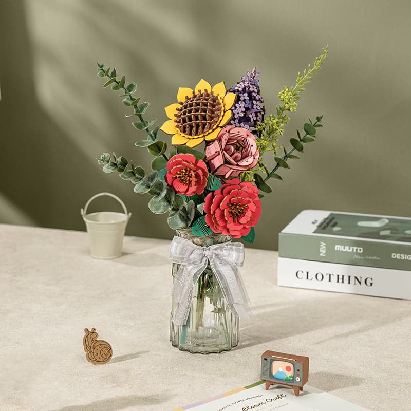 Handcrafted Wooden Flower Bouquet – DIY Decorative Home Décor Kit – view 6
