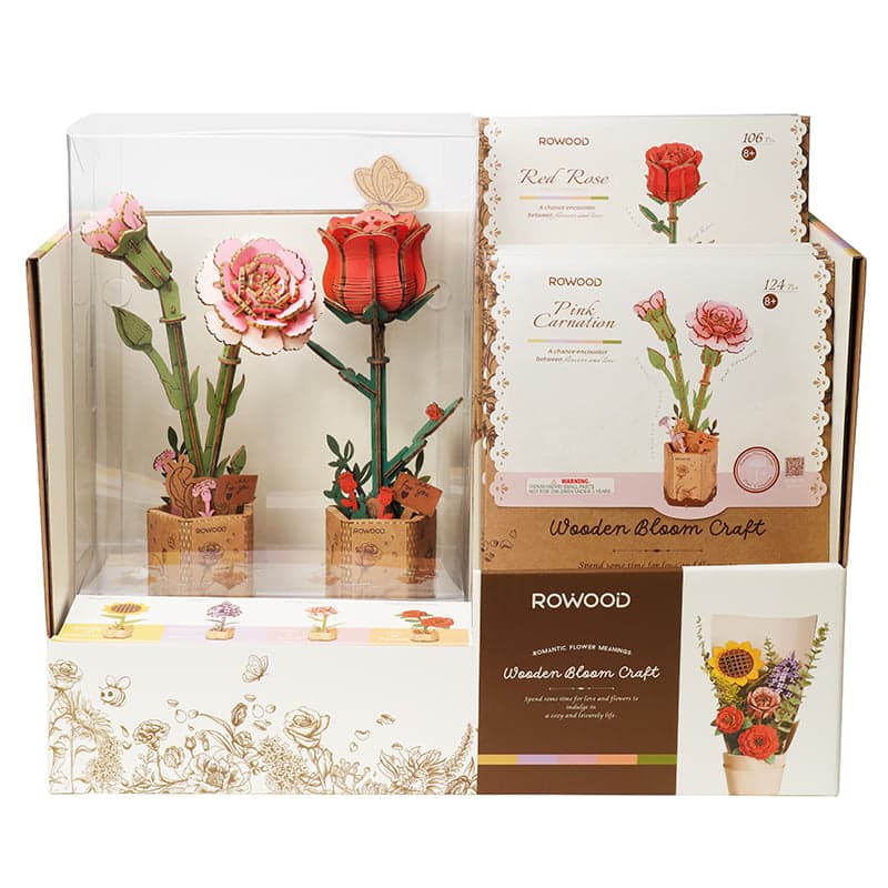 Pink Carnation Wooden Craft Model Kit