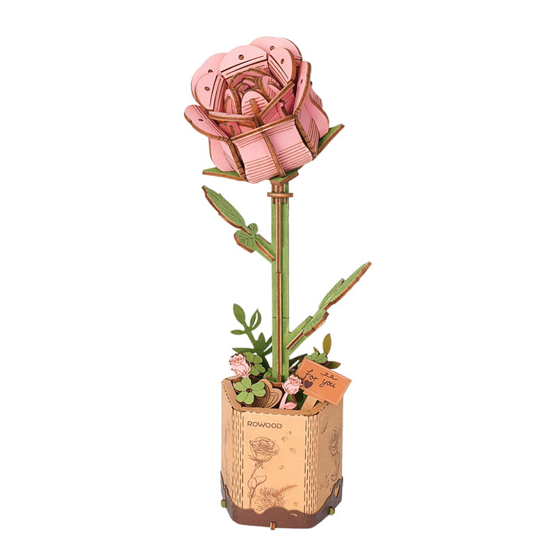 Pink Rose Wooden Flower Assembly Kit – Craft Your Own Elegant Floral Decor – view 13