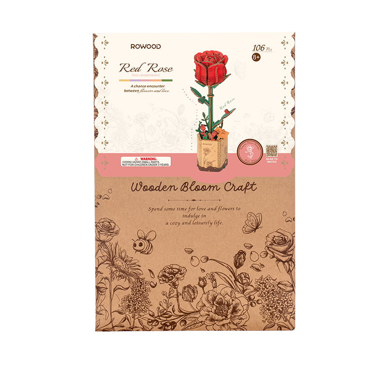 Handcrafted Red Rose Wooden Craft Model – Meaningful Gift – view 4