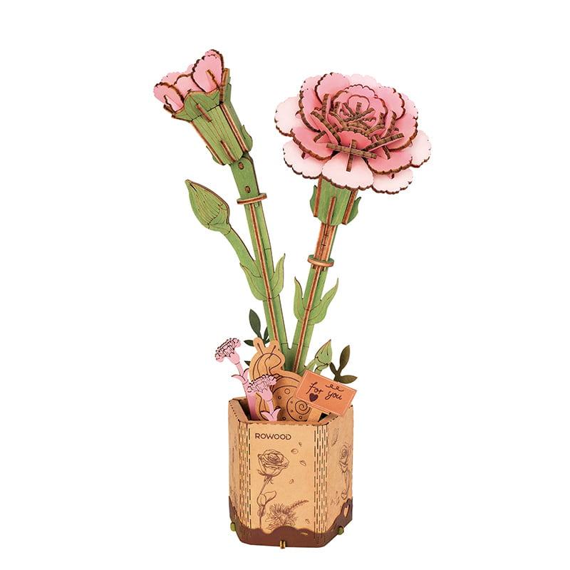 Pink Carnation Wooden Craft Model Kit – 3D wooden model kit