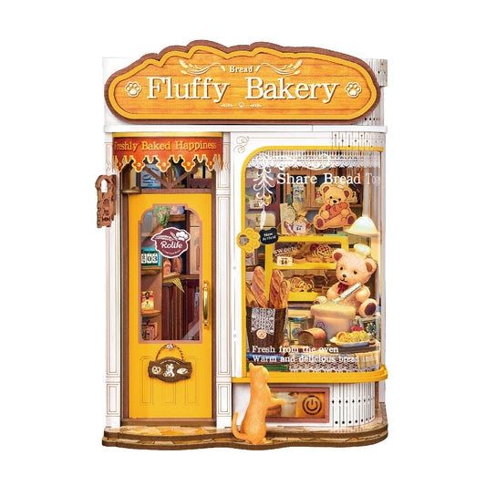 Wooden-Town - Fluffy Bakery 3D Wooden Puzzle Book Nook with LED Light1