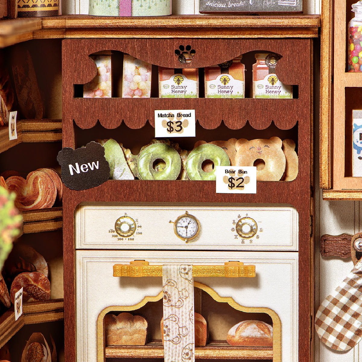 Wooden-Town - Fluffy Bakery 3D Wooden Puzzle Book Nook with LED Light9