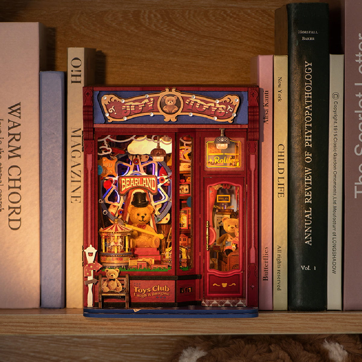 Wooden-Town - Joy Toys 3D Wooden Puzzle Book Nook with LED Light6