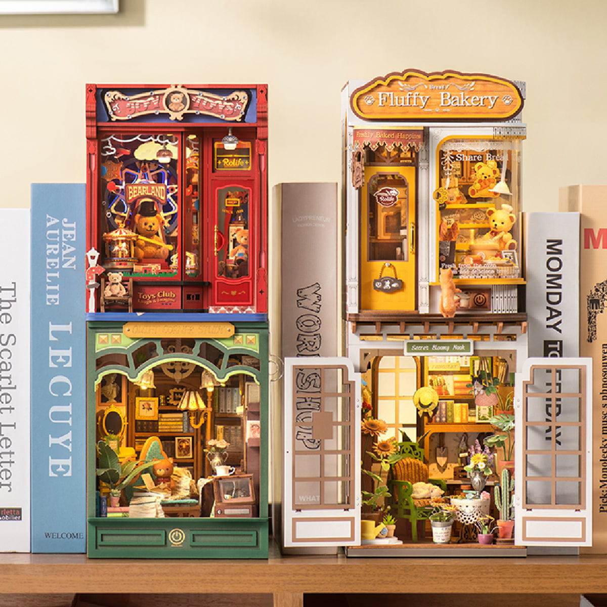 Wooden-Town - Joy Toys 3D Wooden Puzzle Book Nook with LED Light7