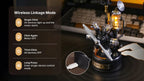 Mechanical model with control panel and keyboard in the background