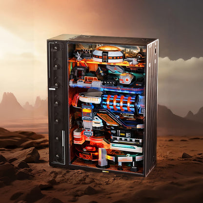 Wooden-Town Mars Outpost 3D Wooden Puzzle Book Nook with LED Light3