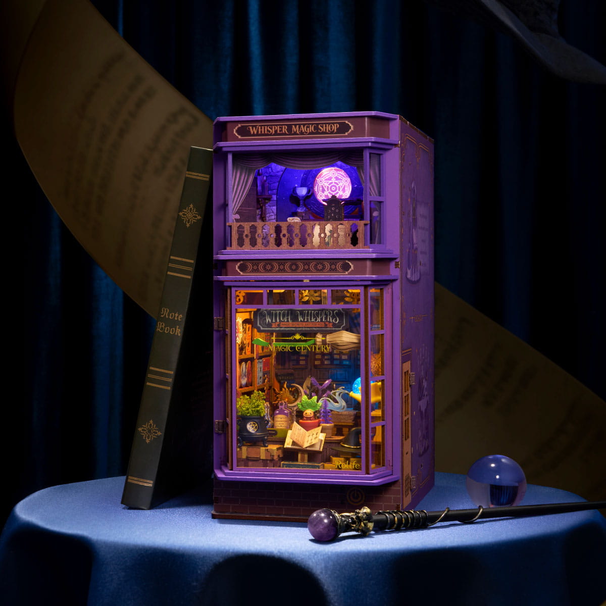 Wooden-Town Whisper Magic Shop 3D Wooden Puzzle Book Nook with LED Light12