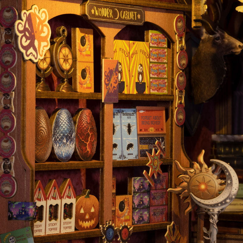 Wooden-Town Whisper Magic Shop 3D Wooden Puzzle Book Nook with LED Light5
