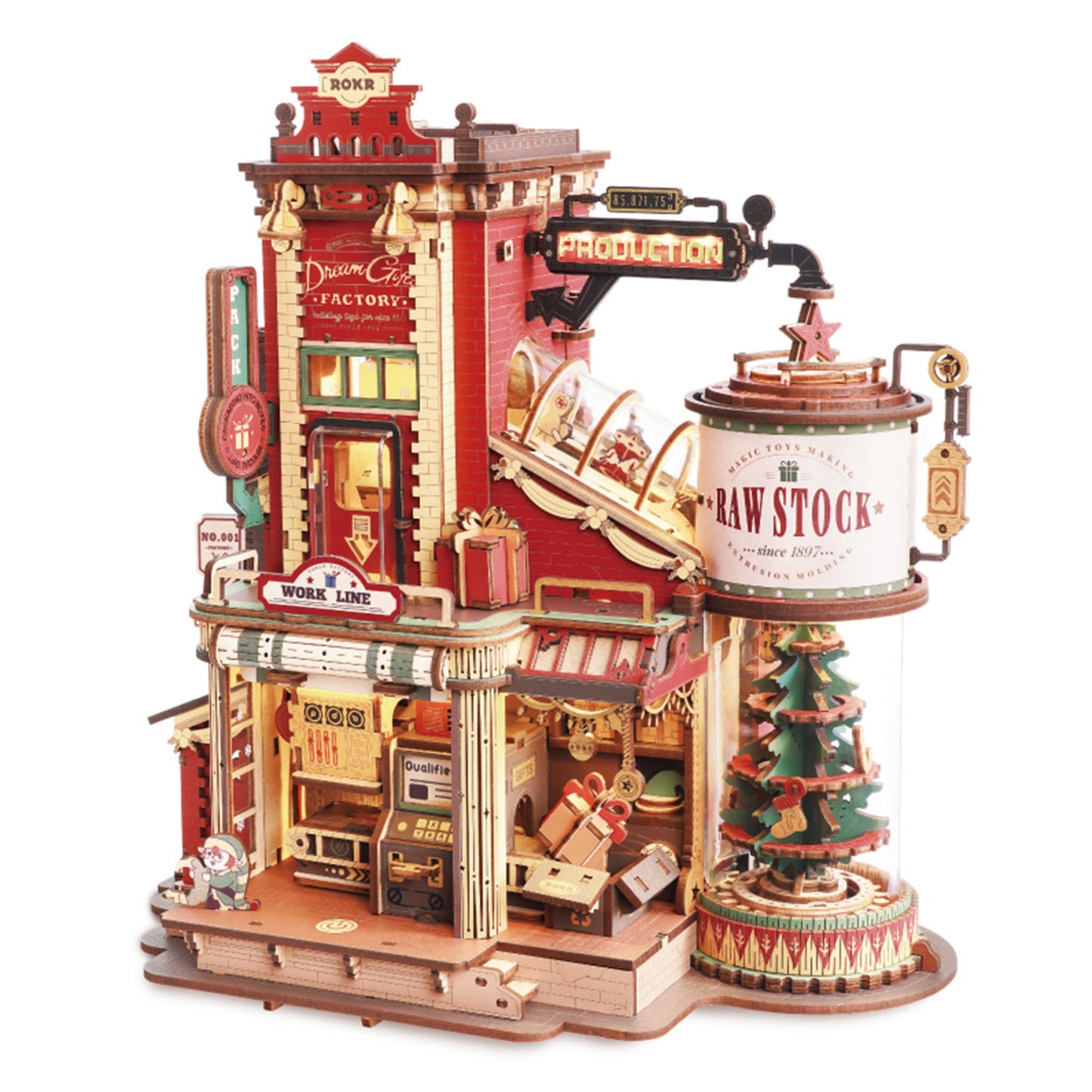 Santa's Gift Factory Wooden Music Box